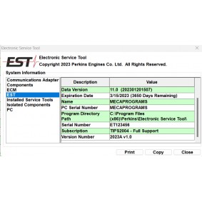 perkins est 2023a diagnostic software with built in factory passwords generator